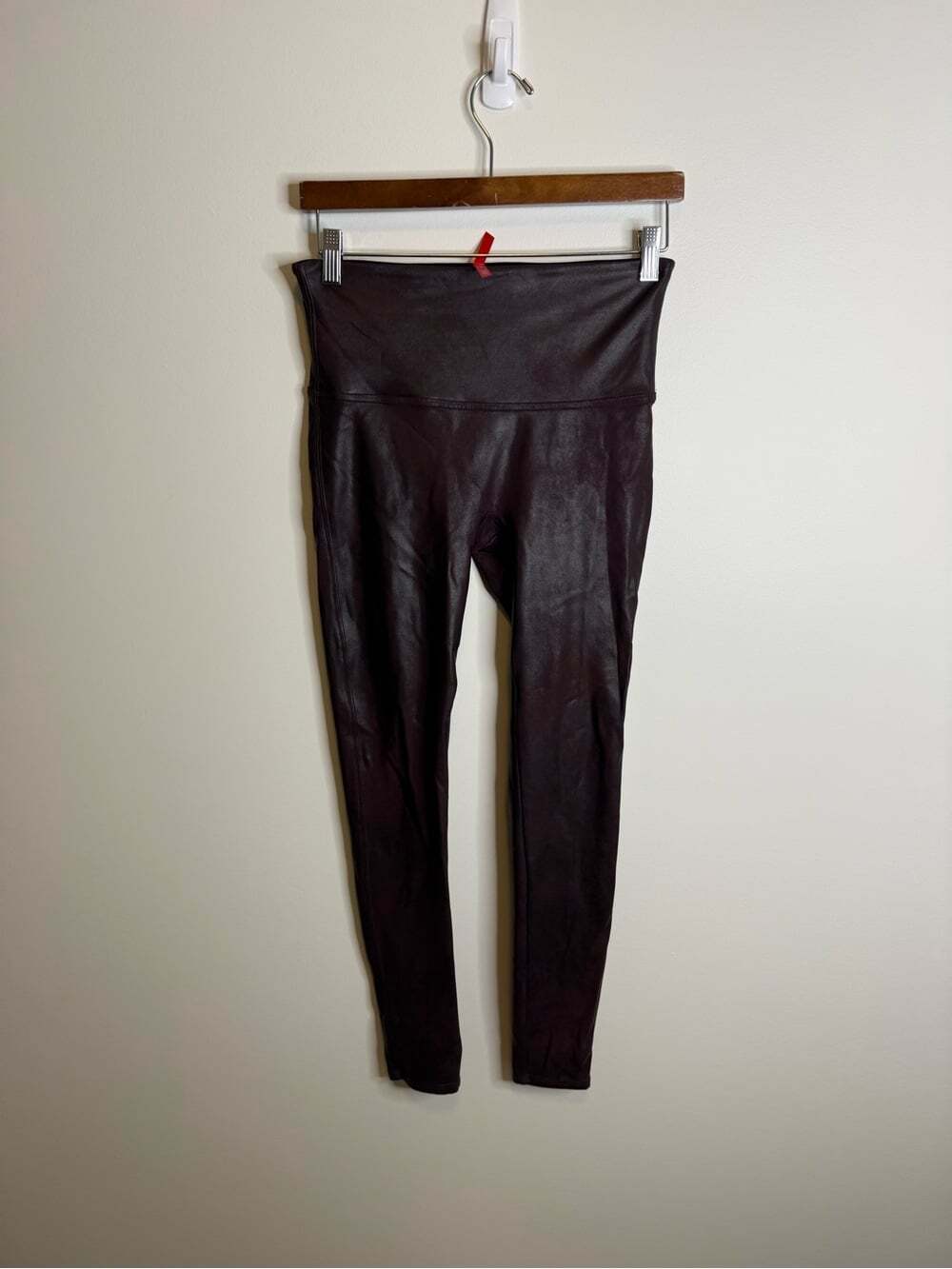 SPANX Faux Leather High-Waist Leggings purple size large